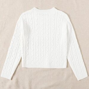 Women's Sweater Drop Shoulder Cable Knit Sweater Sweater - White, Small